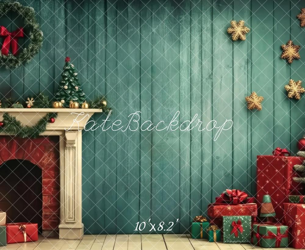 Kate Christmas Tree Fireplace Wreath Backdrop Designed by Lidia Redekopp