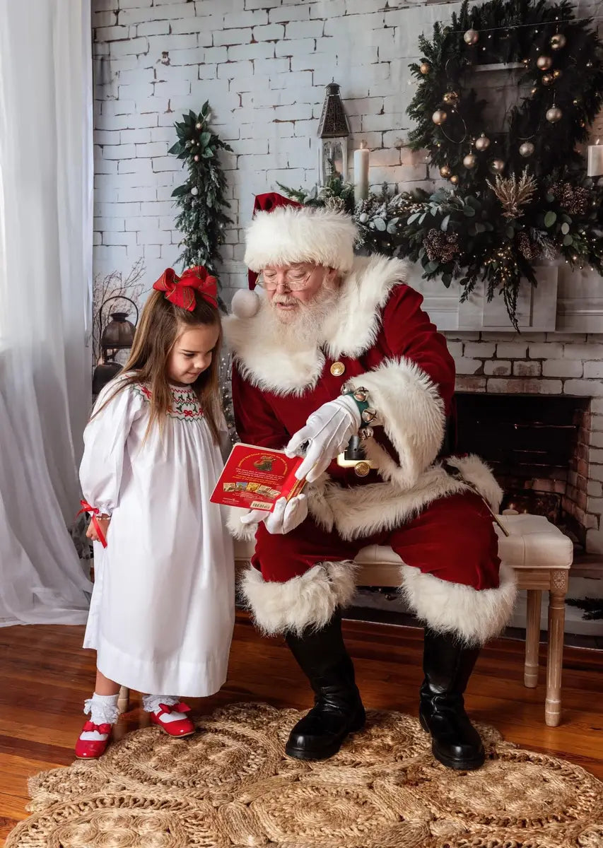 Kate Winter Christmas Indoor White Brick Fireplace Backdrop Designed by Emetselch