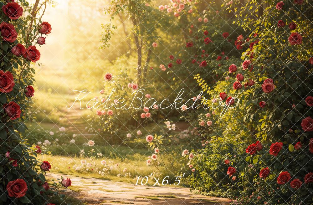 Valentine Garden Rose Sunlight Foto Achtergrond Designed by Emetselch