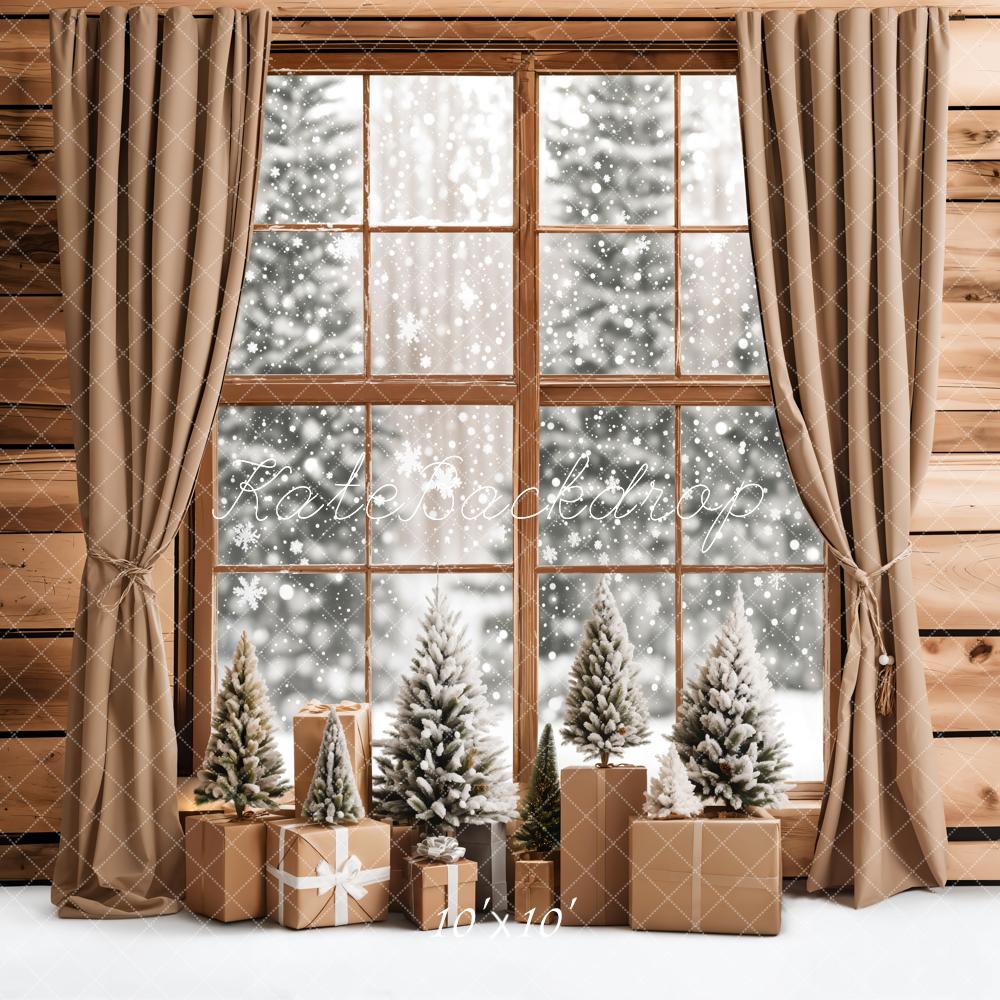 Kate Christmas Gifts Snowy Window Backdrop Designed by Emetselch