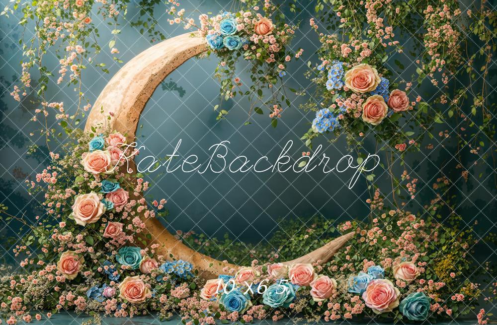 Kate Mother's Day Floral Crescent Moon Backdrop Designed by Emetselch