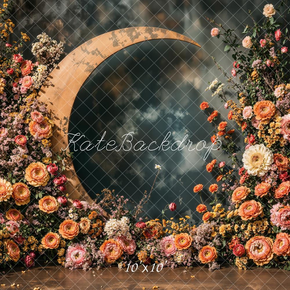 Kate Mother's Day Floral Crescent Moon Backdrop Designed by Emetselch