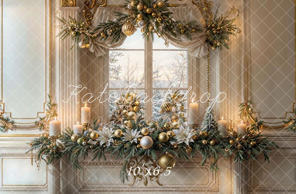 Kate Christmas Vintage White Arched Window Backdrop Designed by Emetselch