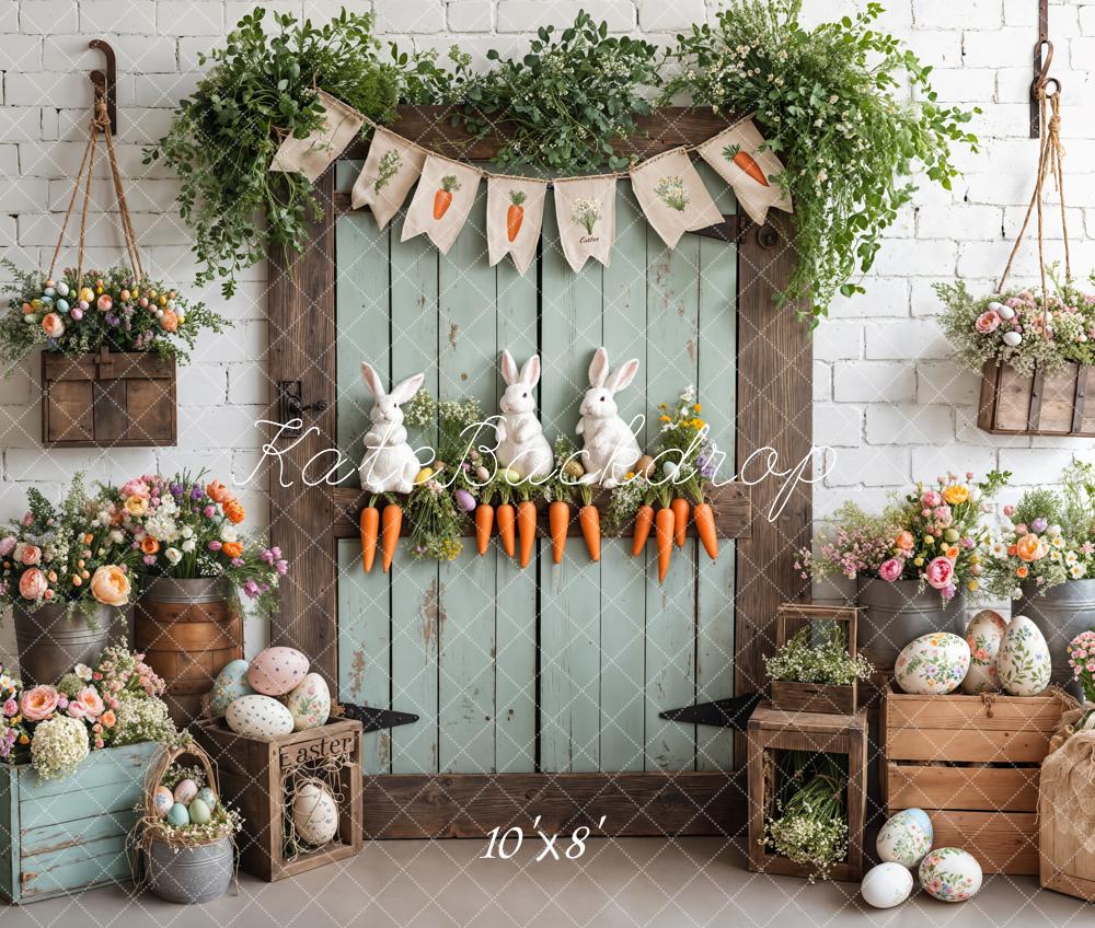 Kate Easter Bunny Carrots Door Wood Backdrop Designed by Emetselch