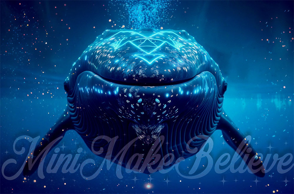 Dark Blue Sea Underwater Whale Foto Achtergrond Designed by Mini MakeBelieve