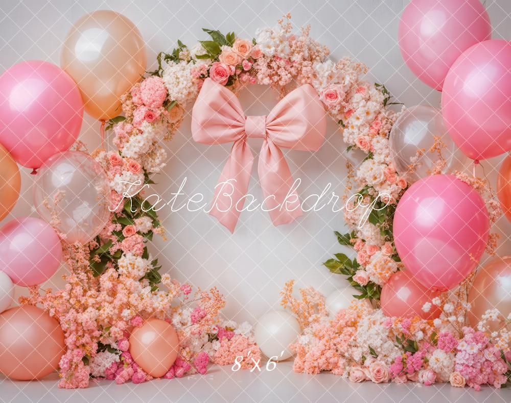 Kate Cake Smash Floral Arch Pink Balloon Backdrop Designed by Emetselch