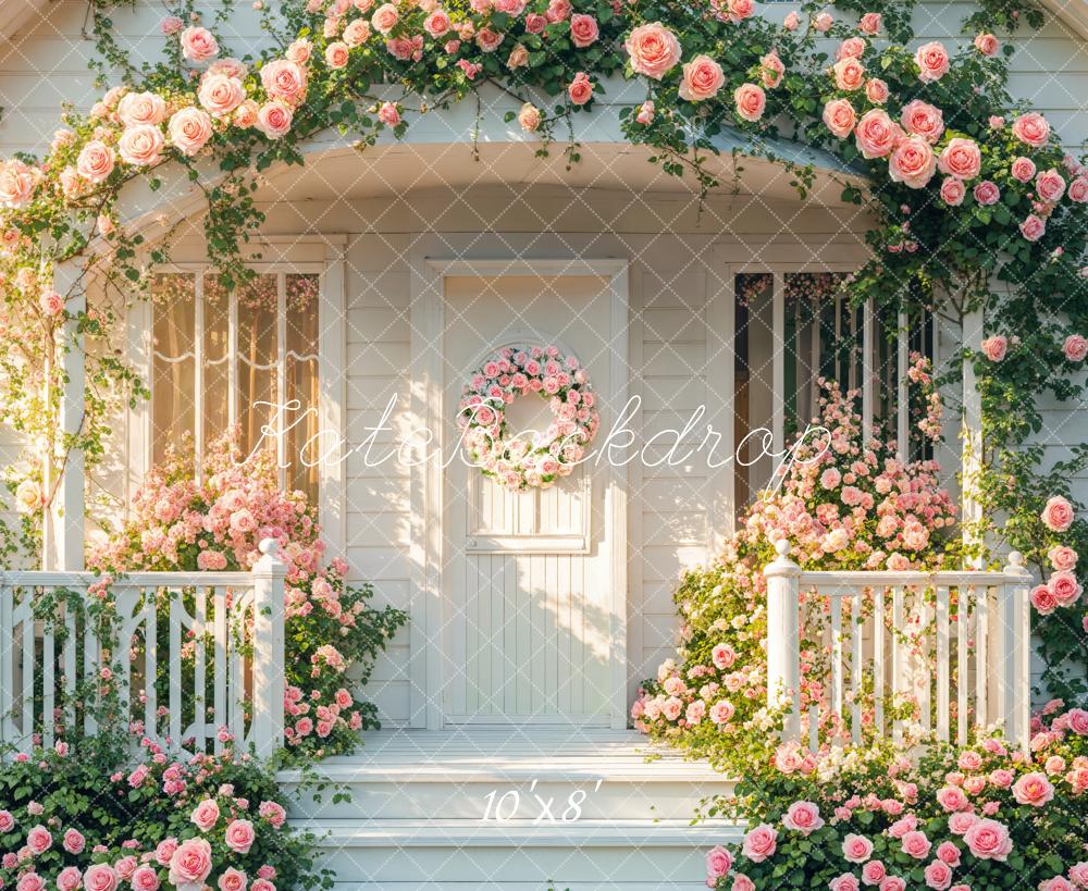 Kate Spring Flower Arch Pink Roses Doorway Backdrop Designed by Emetselch