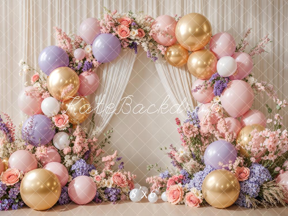 Kate Cake Smash Flower Arch Balloon Backdrop Designed by Emetselch