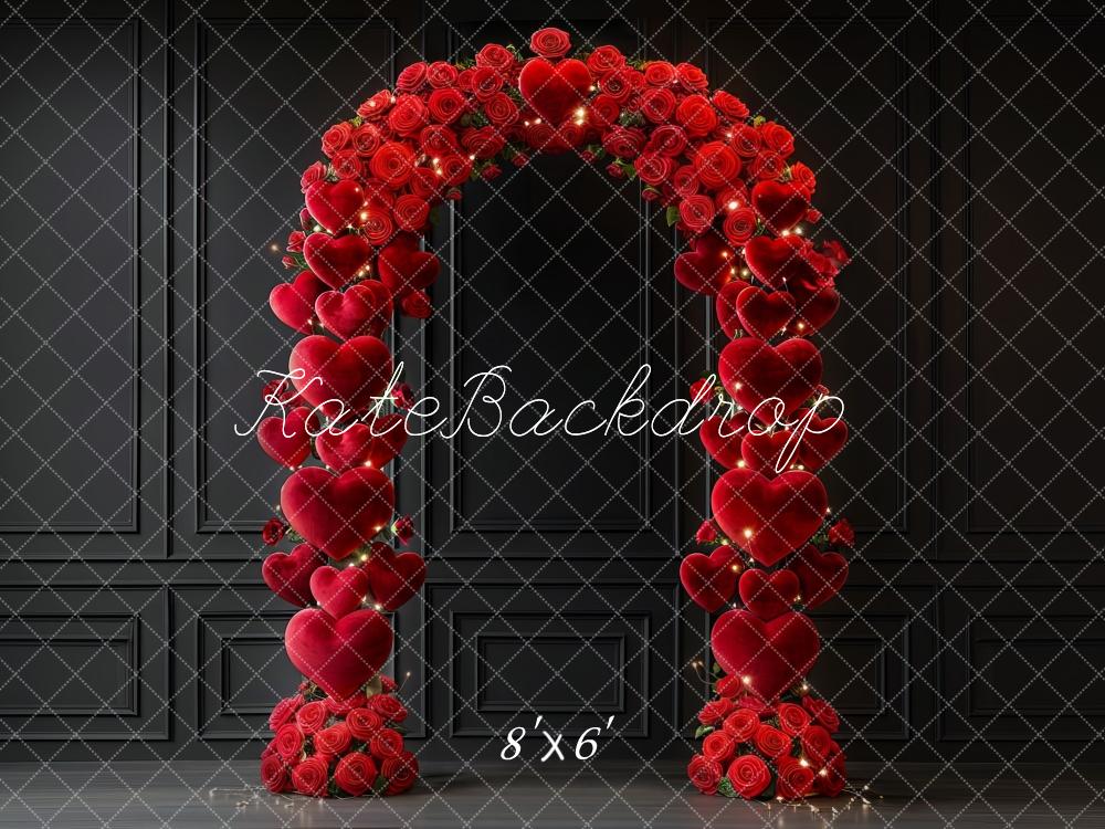 Kate Valentine Red Rose Heart Arch Backdrop Designed by Mini MakeBelieve