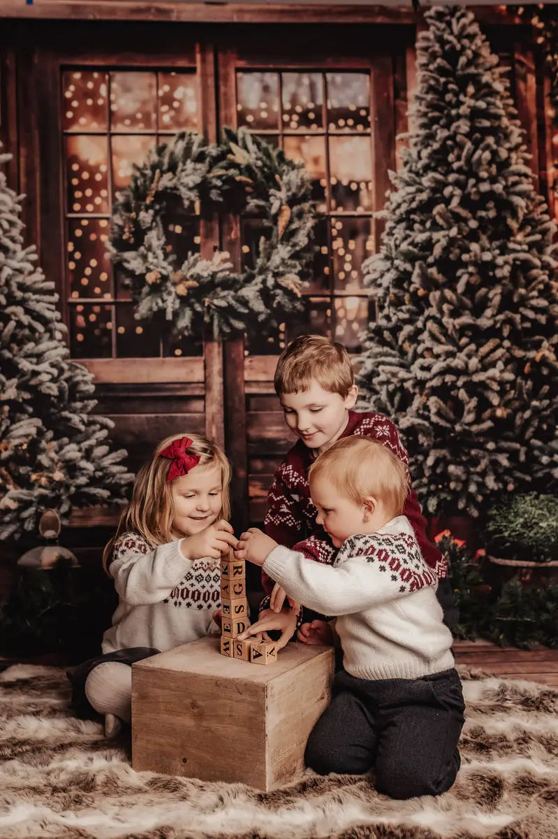 Kate Christmas Tree Outdoor Brown Wooden Barn Backdrop Designed by Emetselch