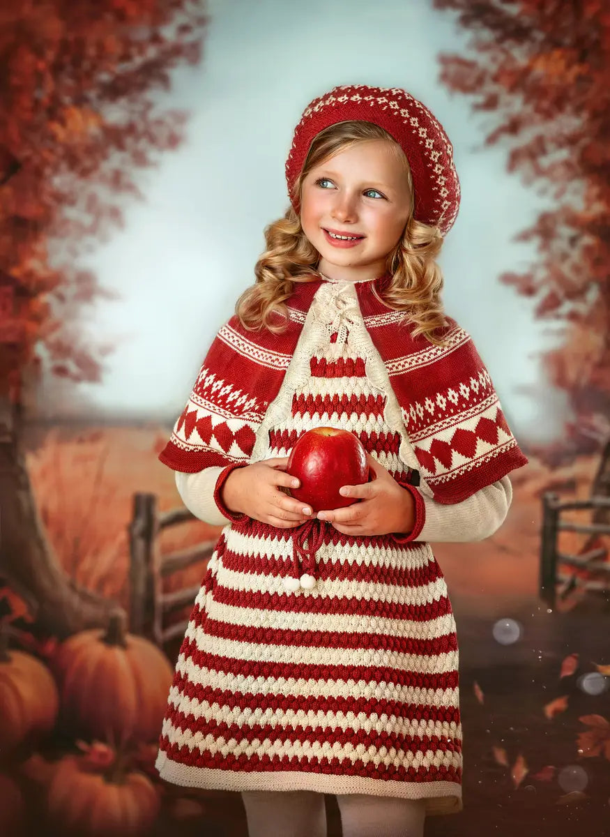 Kate Autumn Outdoor Maple Leaves Forest Field Pumpkin Path Backdrop Designed by GQ