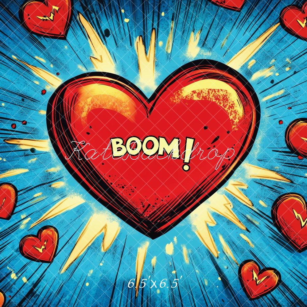 Kate Valentine Comic Heart Explosion Backdrop Designed by Patty Roberts