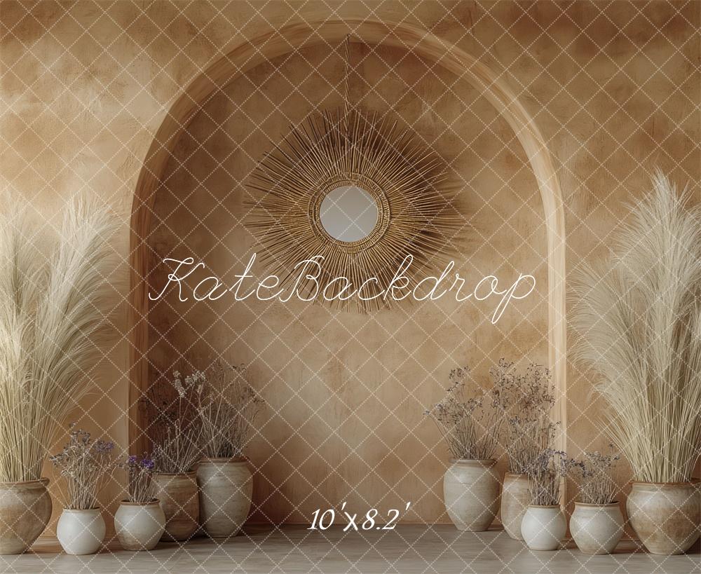 Boho Arch Dried Pampas Wall Foto Achtergrond Designed by Mini MakeBelieve