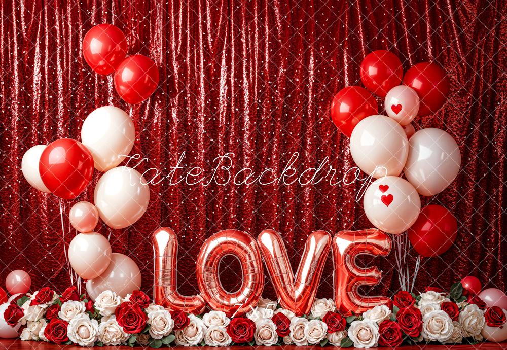 Kate Valentine's Day Love Balloon Curtain Backdrop Designed by Emetselch