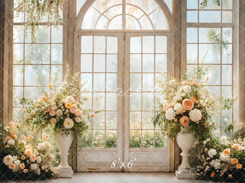 Kate Wedding Floral Arched Window Backdrop Designed by Emetselch