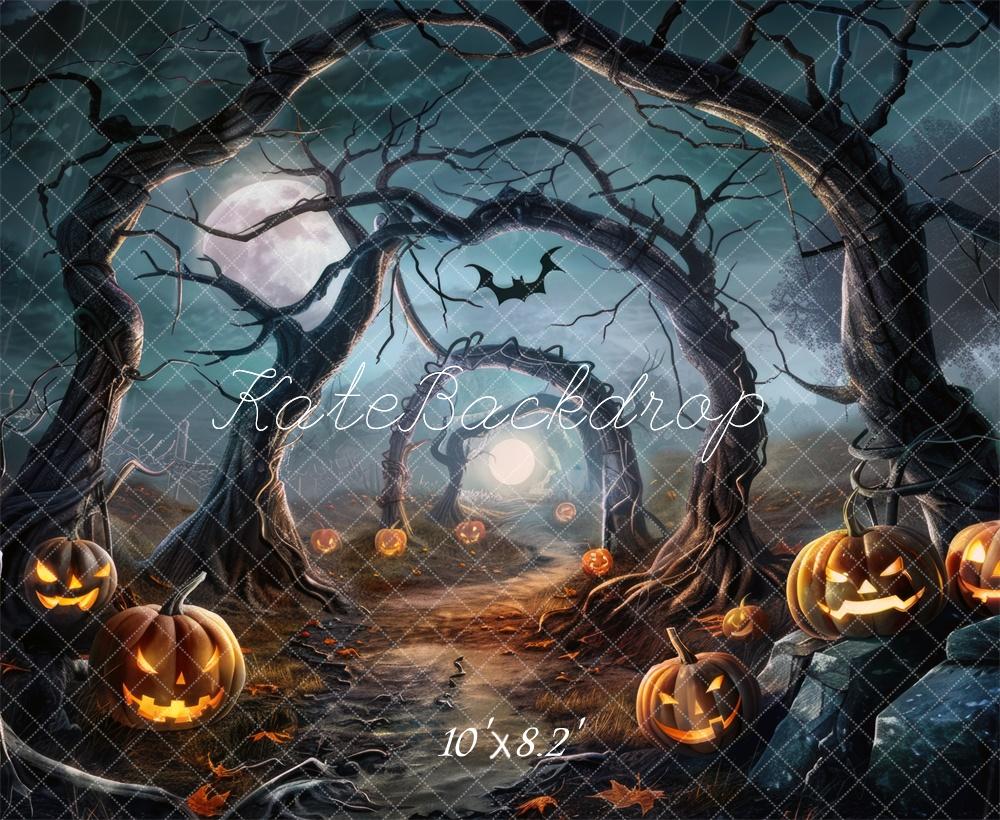 Fondo de camino del bosque espeluznante de Halloween diseñado por Mini MakeBelieve