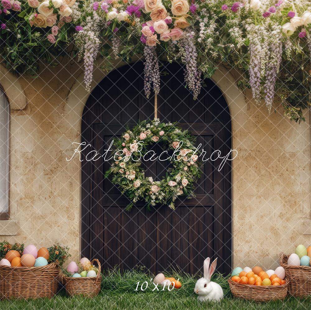 Kate Easter Bunny Floral Wreath Door Backdrop Designed by Mini MakeBelieve