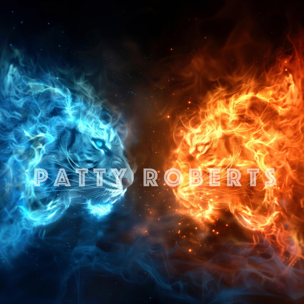 Fire And Ice Tigers Foto Achtergrond Designed by Patty Robert