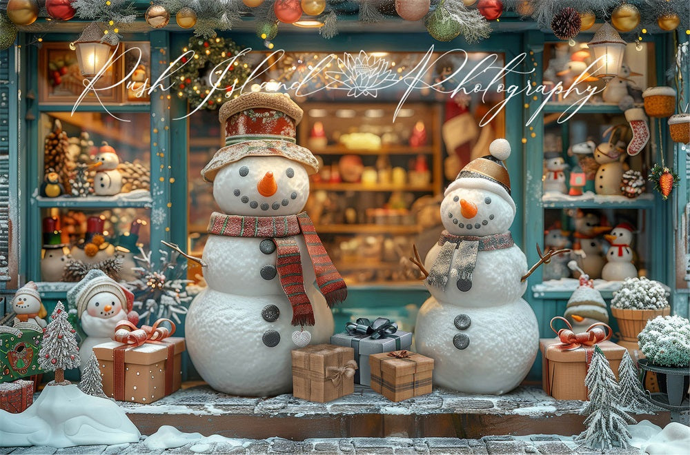 Kate Christmas Happy Snowman Shop Backdrop Designed by Laura Bybee