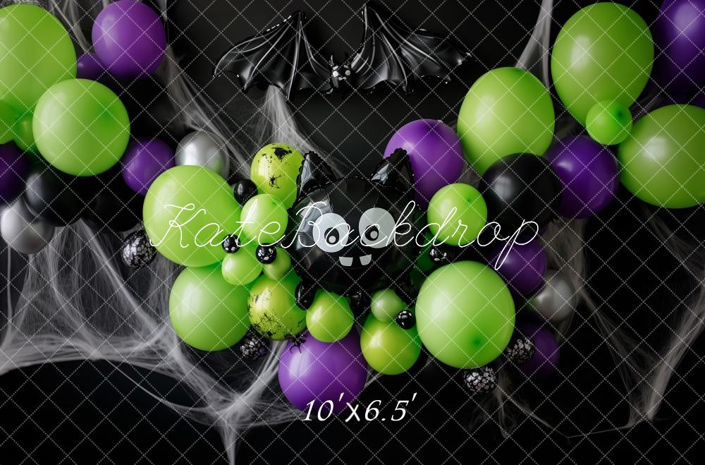 Halloween Ballonnen Vleermuis Spin Web Foto Achtergrond Designed by Patty Roberts