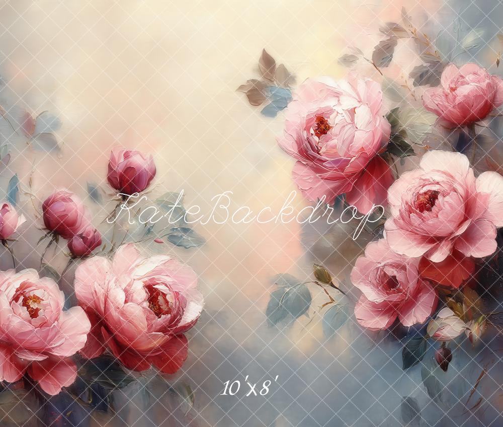 Fondo de Acuarela de Rosas Rosadas de Arte Floral Diseñado por Emetselch