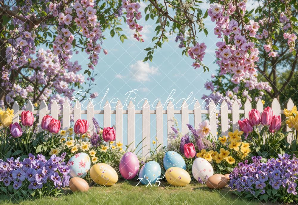 Kate Easter Egg Floral Garden Fence Backdrop Designed by Emetselch