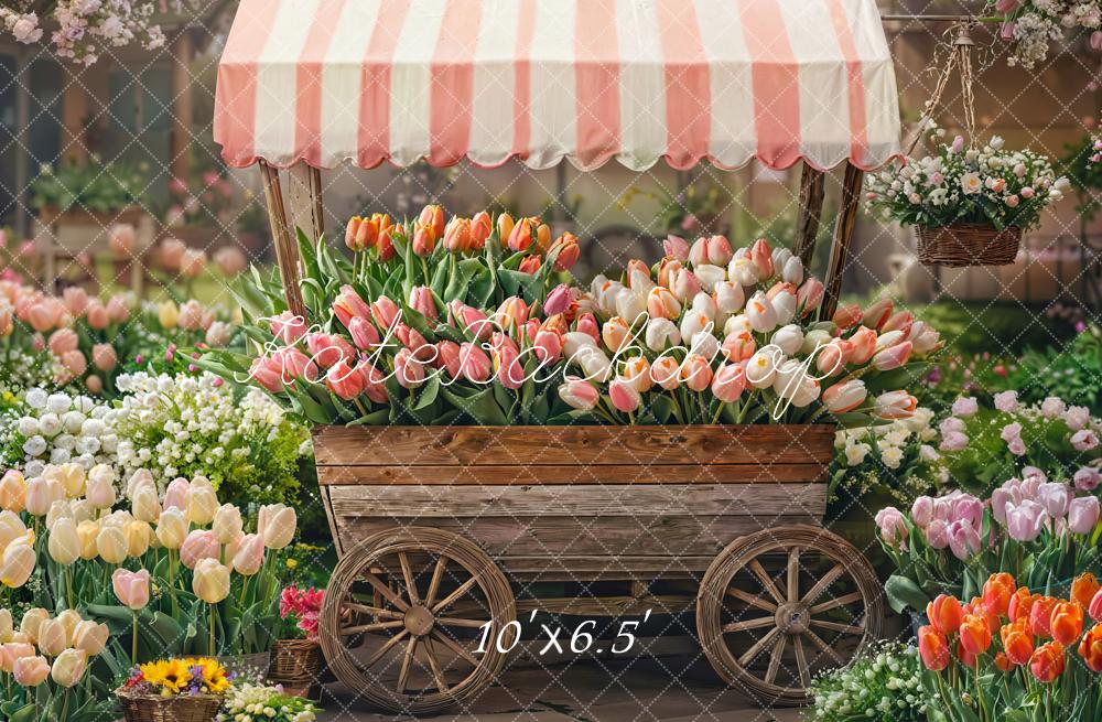 Kate Spring Flower Cart Tulips Garden Backdrop Designed by Emetselch