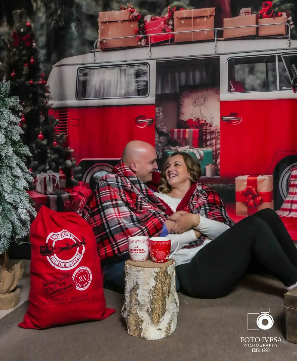 Kate Christmas Red Car Gifts Backdrop for Photography