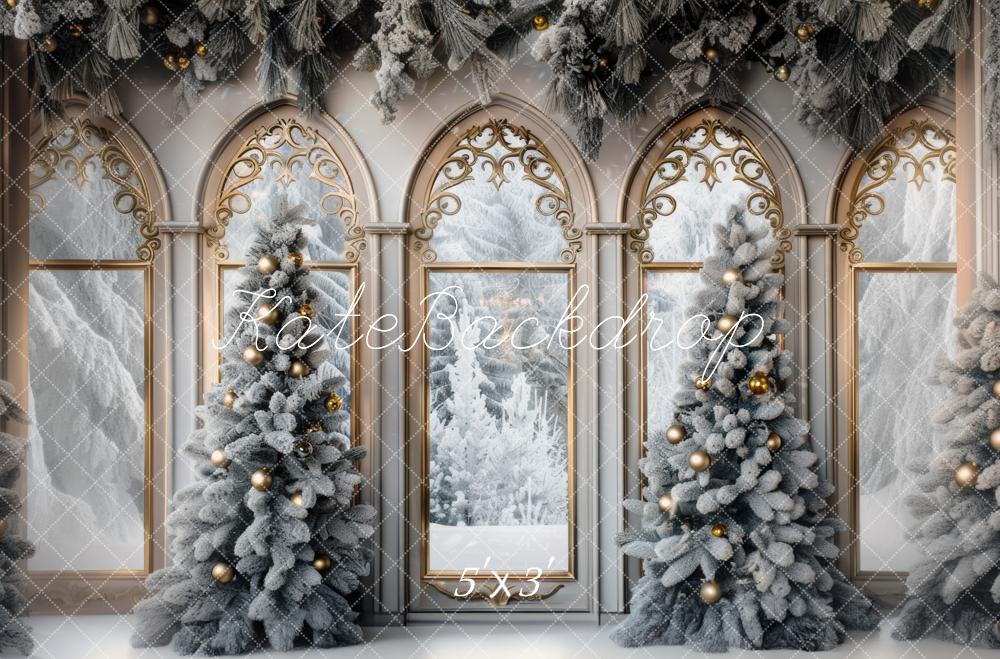 Kate Christmas Tree Arched Window Backdrop Designed by Mini MakeBelieve