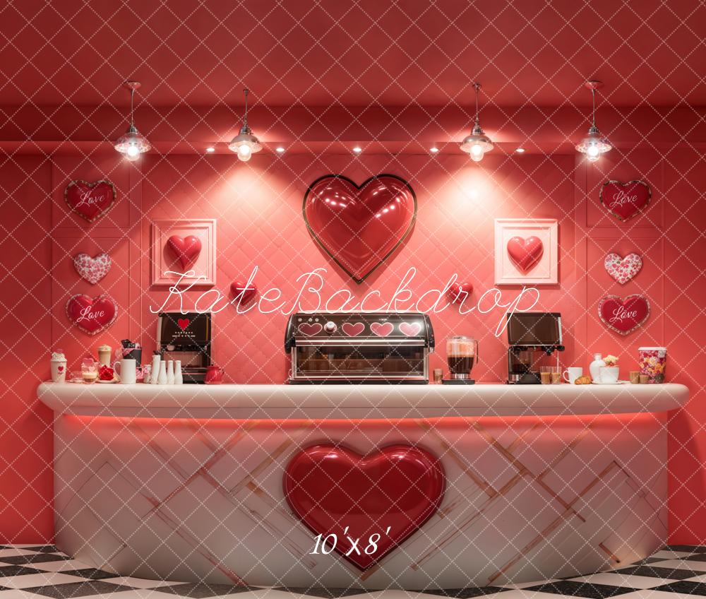 Kate Valentine Coffee Bar Red Heart Backdrop Designed by Emetselch