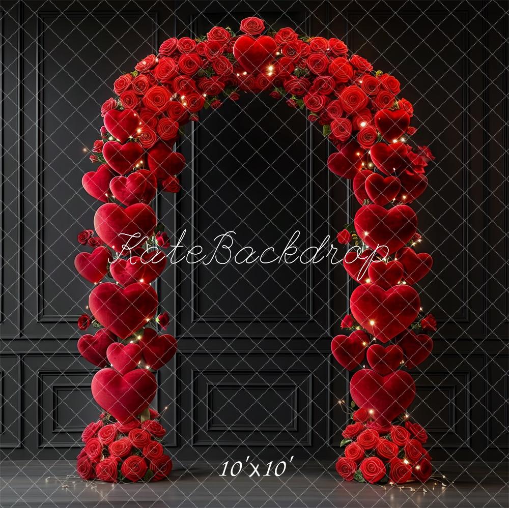 TEST Foto Achtergrond Red Rose Heart Arch Designed by Mini MakeBelieve