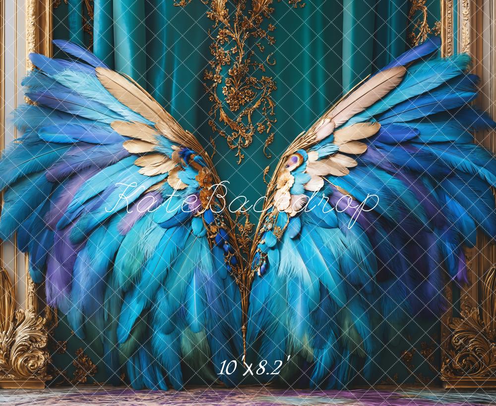 Kate Fantasy Blue Feather Wings Backdrop Designed by Emetselch