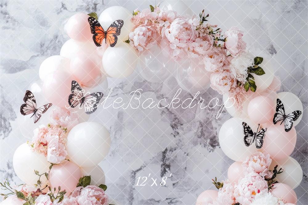 Kate Spring Floral Balloon Arch Butterfly Backdrop Designed by Emetselch