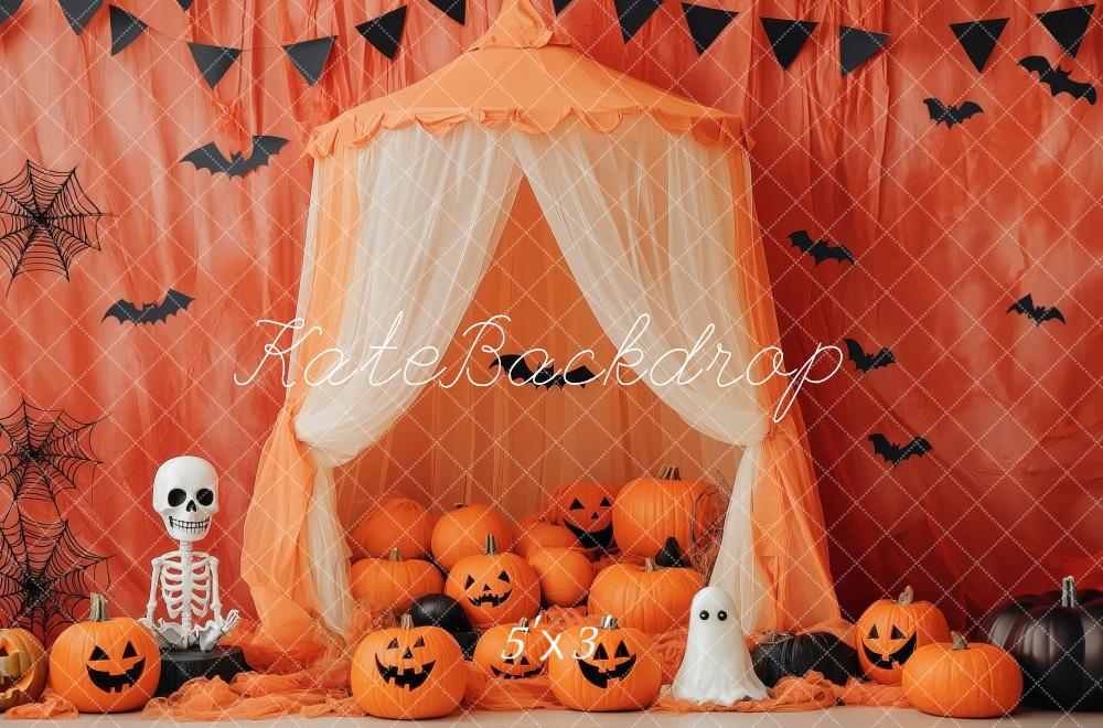 Halloween Oranje Tent Met Pompoenen Foto Achtergrond Designed by Patty Roberts