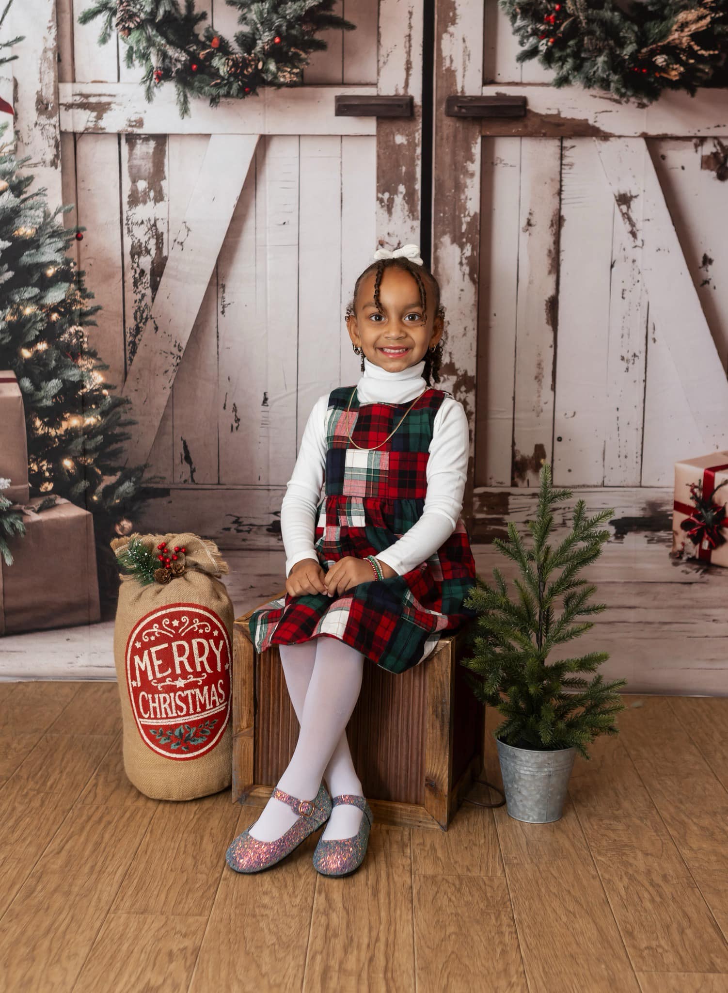 Kate Christmas White Shabby Barn Door Backdrop Designed by Emetselch