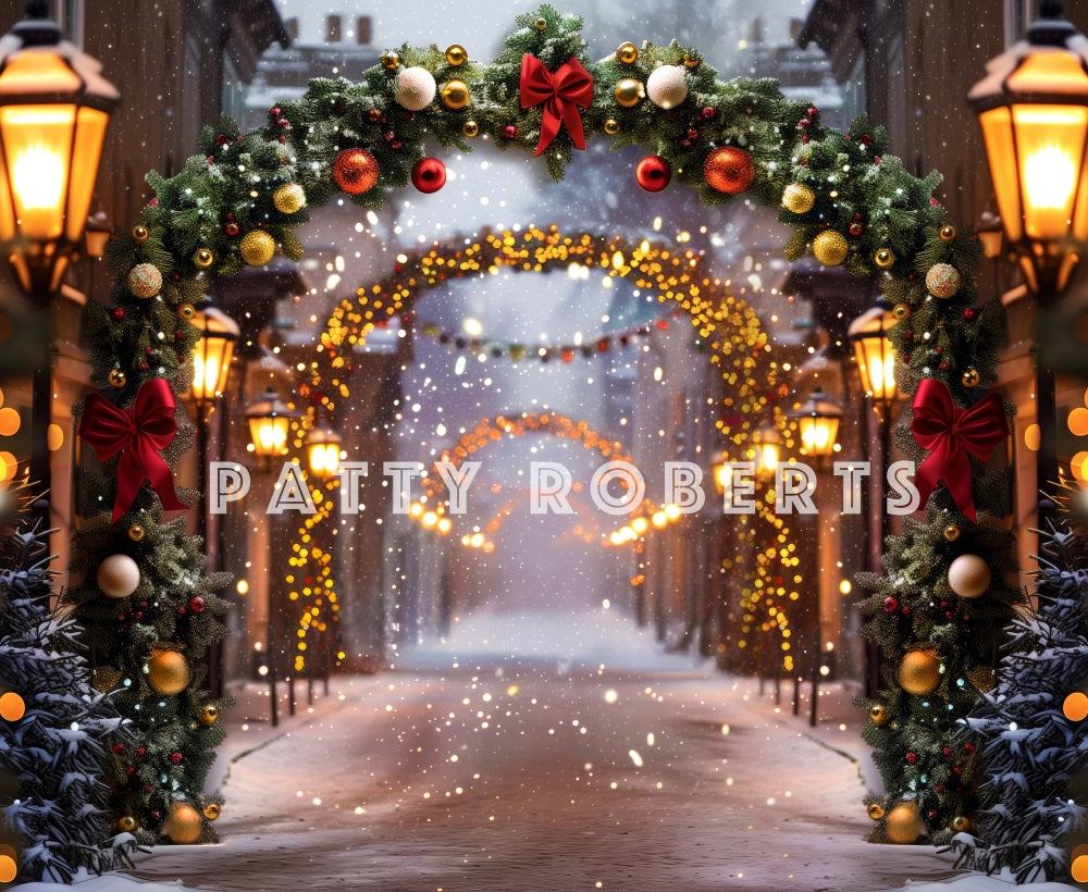 Kate Christmas Night Arch Street Store Backdrop Designed by Patty Robert