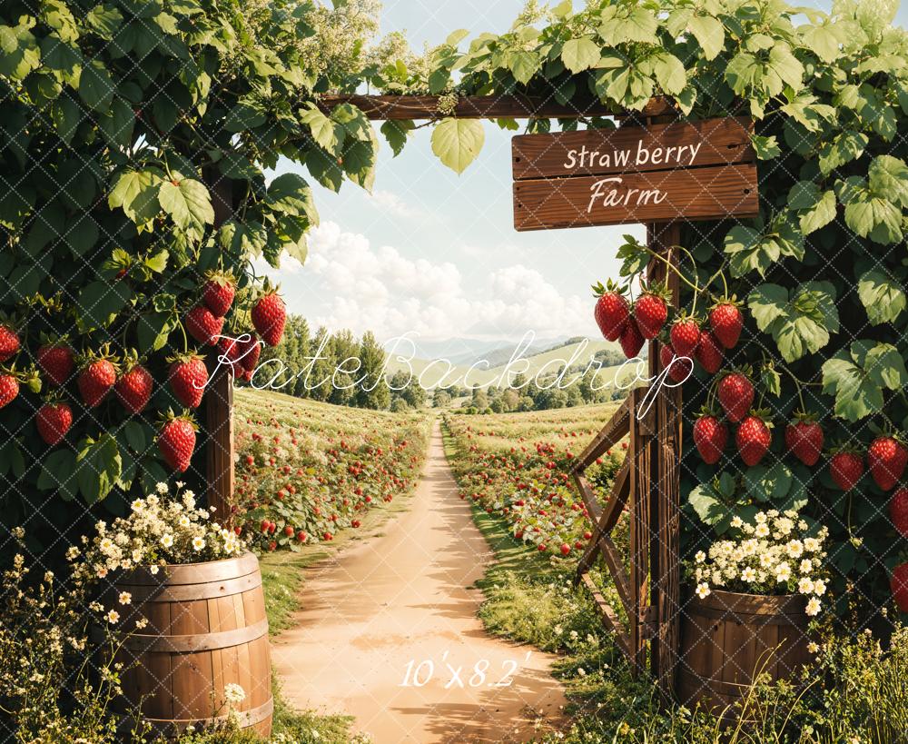 Kate Spring Strawberry Farm Path Rustic Backdrop Designed by Emetselch