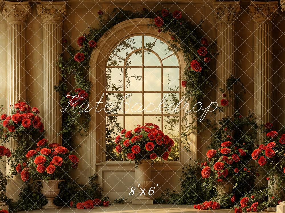 Kate Valentine Vintage Arched Window Rose Backdrop Designed by Emetselch