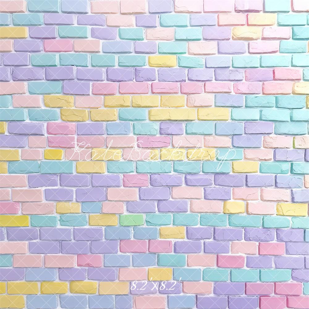 TEST Kate Pastel Brick Wall Backdrop Designed by Mini MakeBelieve