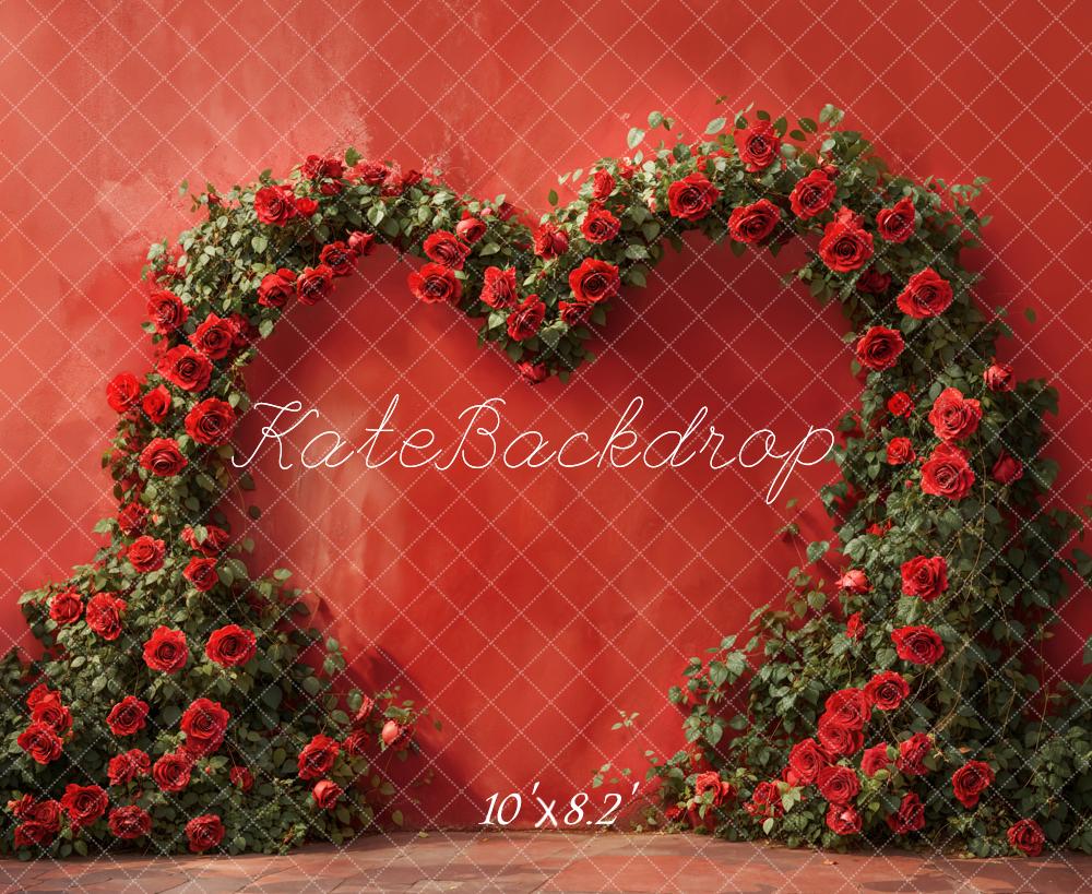 Kate Valentine Red Rose Heart Arch Backdrop Designed by Emetselch