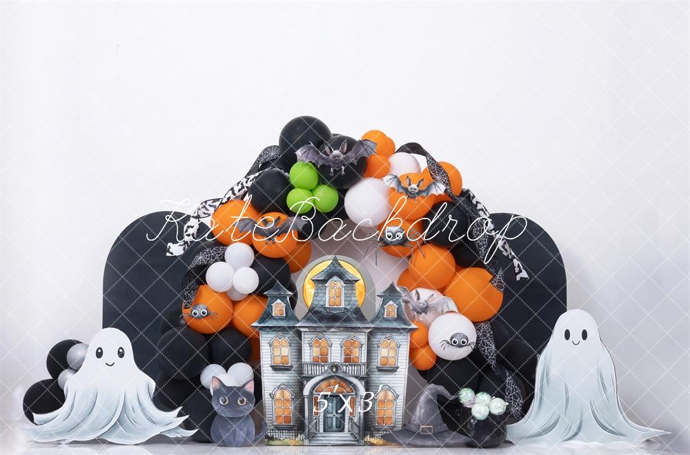 Halloween Cake Smash Spooky House Backdrop Designed by Mini MakeBelieve