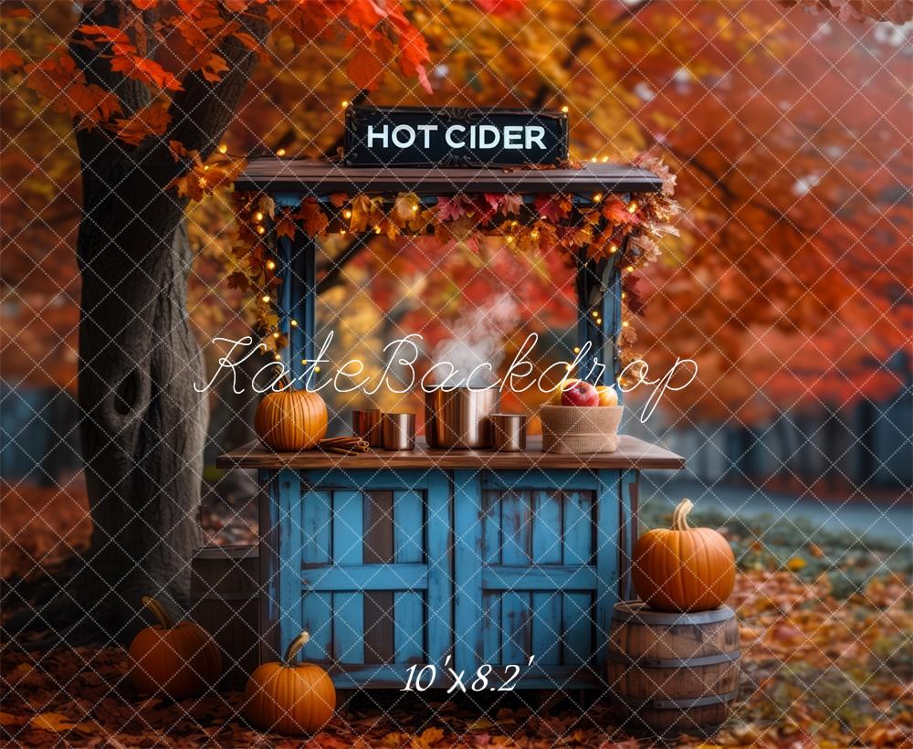 Fall Hot Cider Stand Maple Foto Achtergrond Designed by Mini MakeBelieve