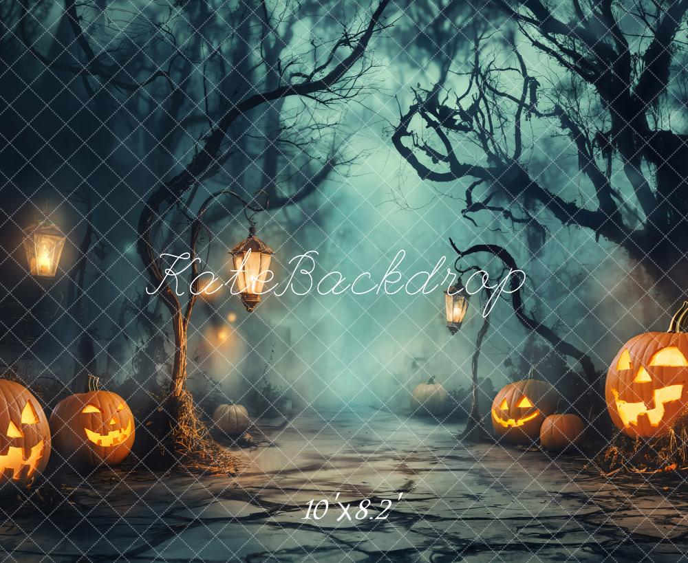 Kate Halloween Spooky Forest Pumpkins Backdrop Designed by Emetselch