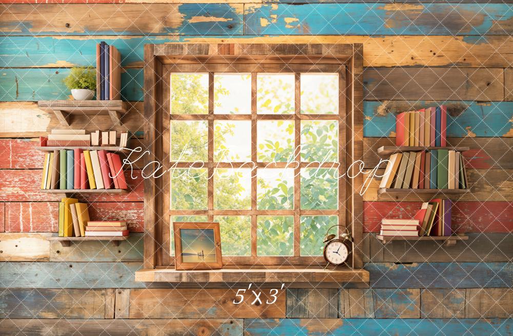 Back to School Foto Achtergrond Framed Window Retro Kleurrijk Wand Designed by Chain Photography