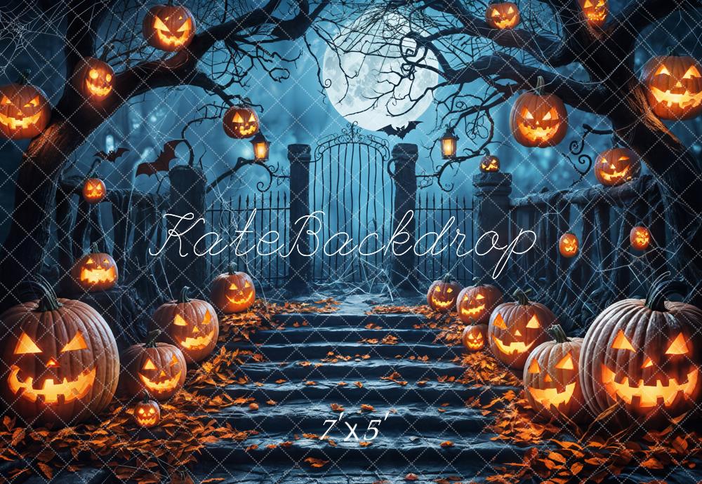 Kate Dark Halloween Forest Black Arched Gate Backdrop Designed by Emetselch