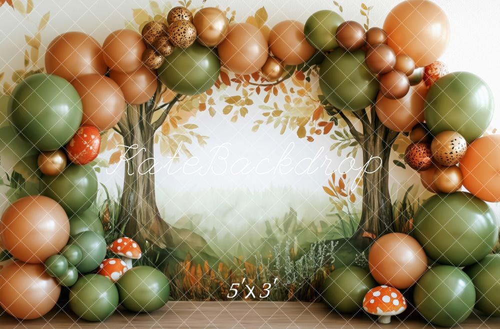 Kate Fall Forest Mushroom Balloon Arch Backdrop Designed by Patty Roberts