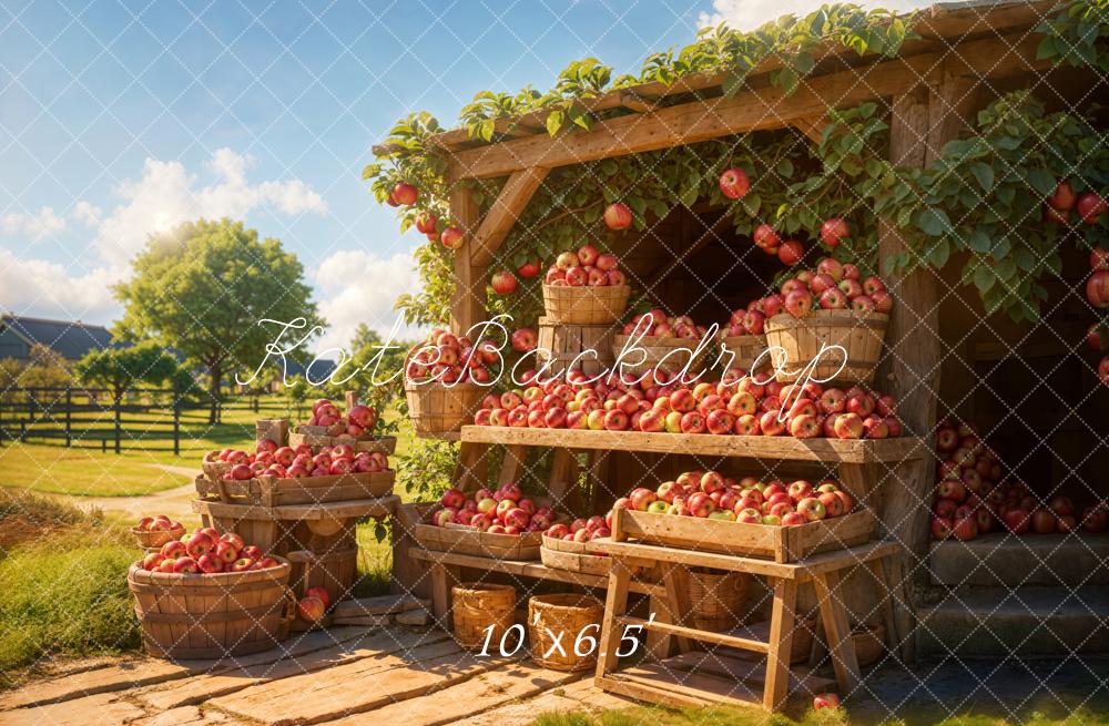 Kate Fall Forest Country Outdoor Apple Stand Backdrop Designed by Emetselch