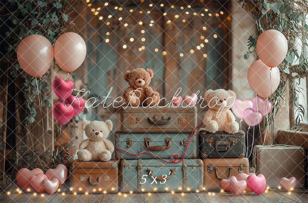 Kate Cake Smash Teddy Bear Suitcase Balloon Backdrop Designed by Laura Bybee