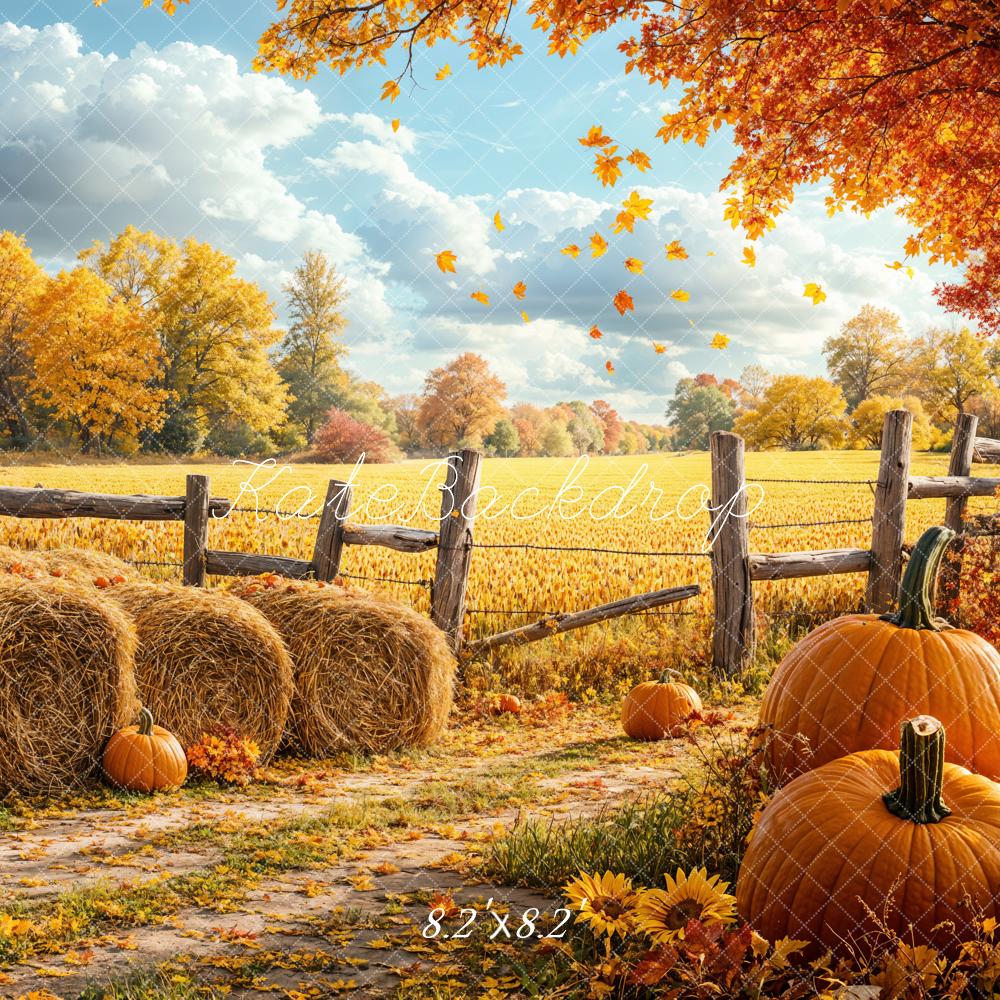 Kate Fall Harvest Pumpkin Field Backdrop Designed by Emetselch