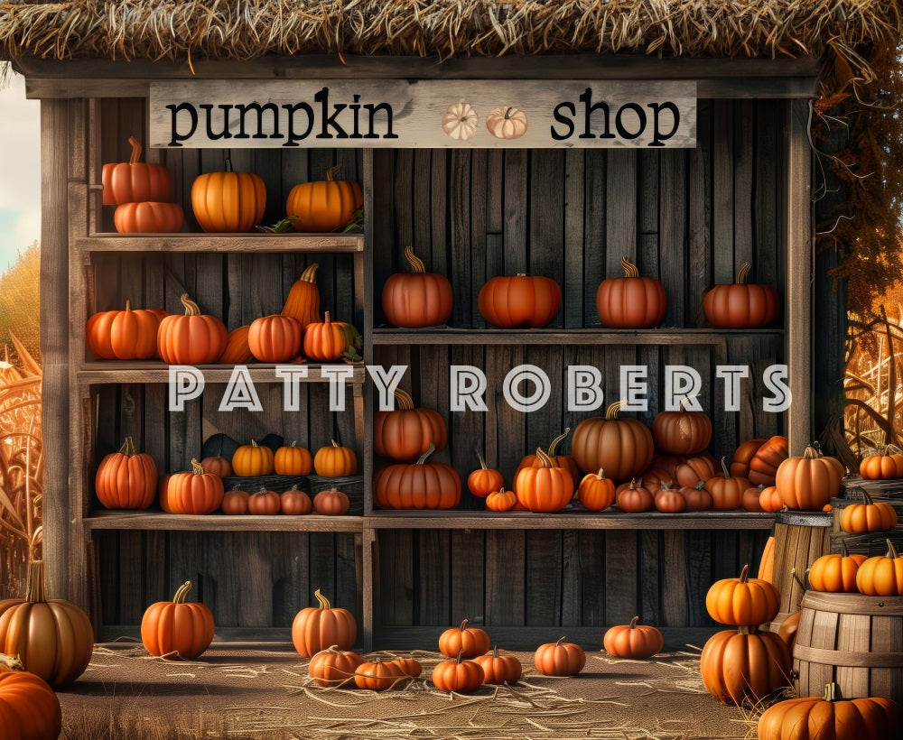 Fondo de Tienda de Calabazas de Cosecha de Otoño Diseñado por Patty Robert